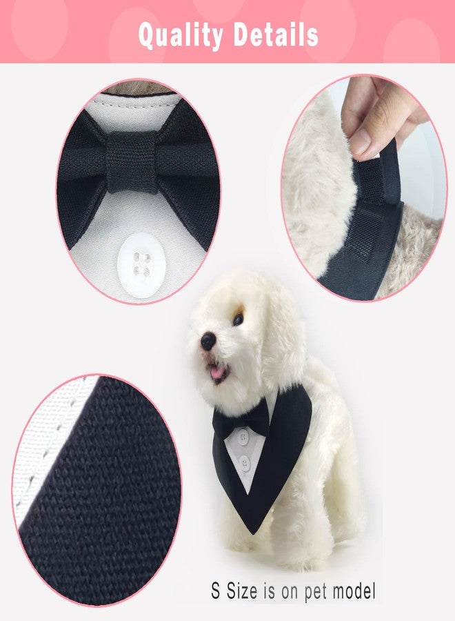 KOOLMOX Cat Tuxedo Wedding Outfit, Dog Tux Bow Tie Bandana, Adjustable Dog Formal Outfit Dress Collar for Small Medium Dogs Cats (S, Black) - Image 3